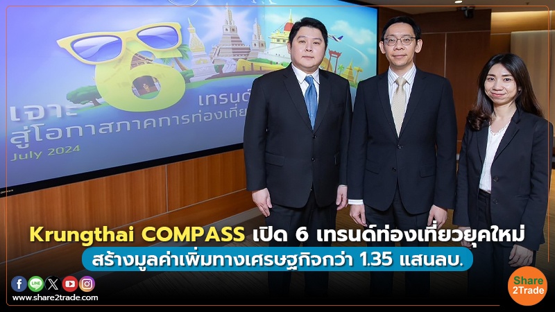 Krungthai COMPASS เปิด 6 เทรนด์ท่องเที่ยวยุคใหม่  สร้างมูลค่าเพิ่มทางเศรษฐกิจกว่า 1.35 แสนลบ.