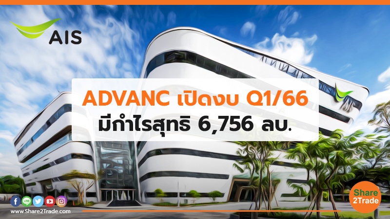 ADVANC เปิดงบ Q1/66 มีกำไรสุทธิ 6,756 ลบ.