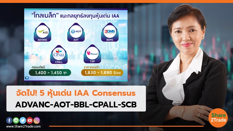 จัดไป! 5 หุ้นเด่น IAA Consensus ADVANC-AOT-BBL-CPALL-SCB