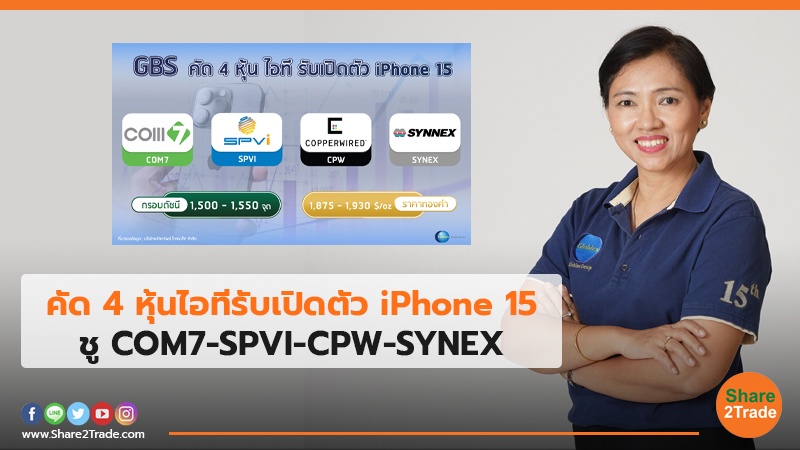 คัด 4 หุ้นไอทีรับเปิดตัว iPhone 15 ชู COM7-SPVI-CPW-SYNEX