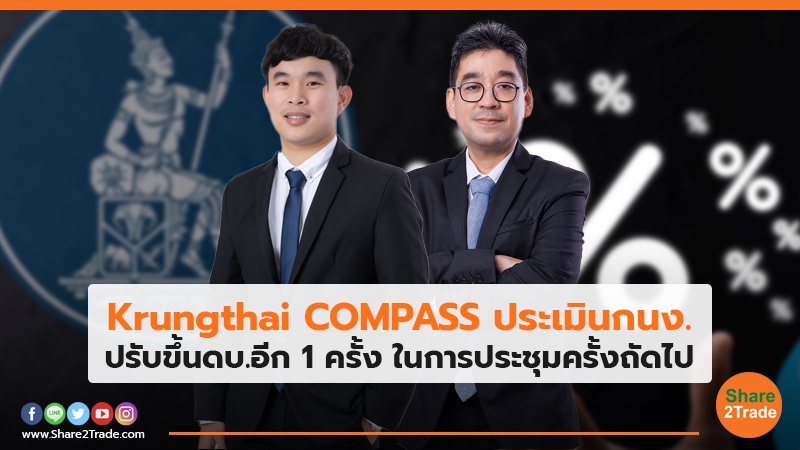 Krungthai COMPASS ประเมินกนง. ปรับขึ้นดบ.อีก 1 ครั้ง ในการประชุมครั้งถัดไป