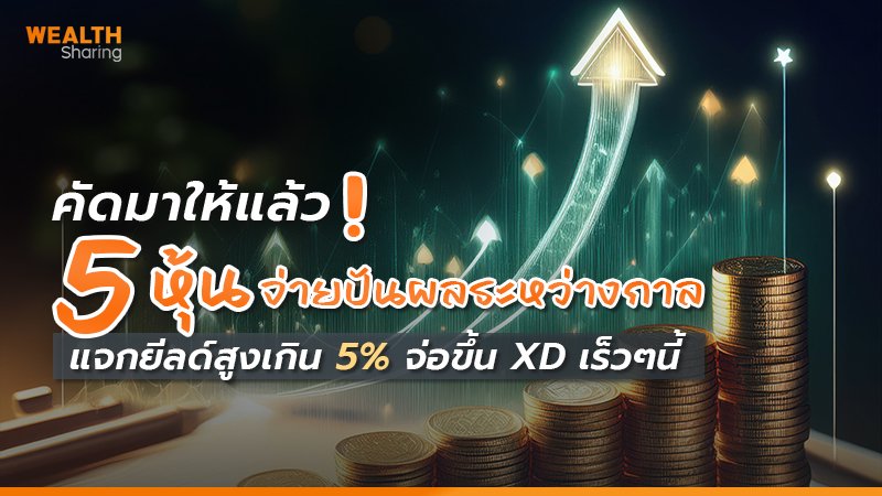 คัดมาให้แล้ว! 5 หุ้นจ่ายปันผลระหว่างกาล แจกยีลด์สูงเกิน 5% จ่อขึ้น XD เร็วๆนี้