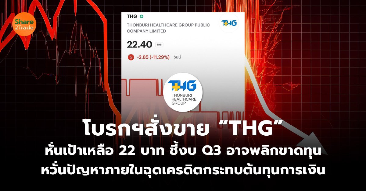 โบรกฯสั่งขาย “THG”  หั่นเป้าเหลือ 22 บาท ชี้งบ Q3 อาจพลิกขาดทุน หวั่นปัญหาภายในฉุดเครดิตกระทบต้นทุนการเงิน