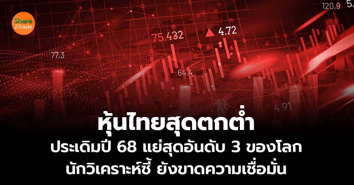 หุ้นไทยสุดตกต่ำ ประเดิมปี 68 แย่สุดอันดับ 3 ของโลก นักวิเคราะห์ชี้ ยังขาดความเชื่อมั่น