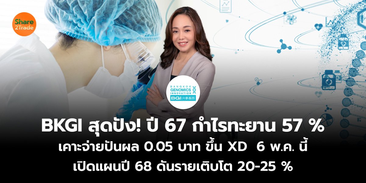 BKGI สุดปัง! ปี 67 กำไรทะยาน 57 % เคาะจ่ายปันผล 0.05 บาท ขึ้น XD  6 พ.ค. นี้  เปิดแผนปี 68 ดันรายเติบโต 20-25 %