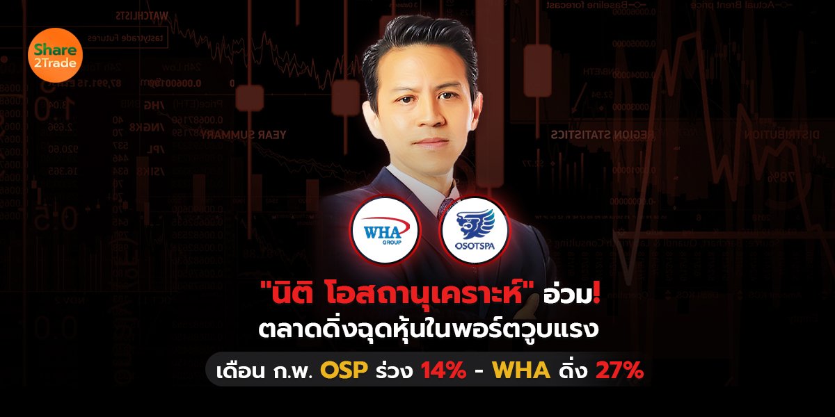 "นิติ โอสถานุเคราะห์" อ่วม! ตลาดดิ่งฉุดหุ้นในพอร์ตวูบแรง เดือน ก.พ. OSP ร่วง 14 % - WHA ดิ่ง 27%