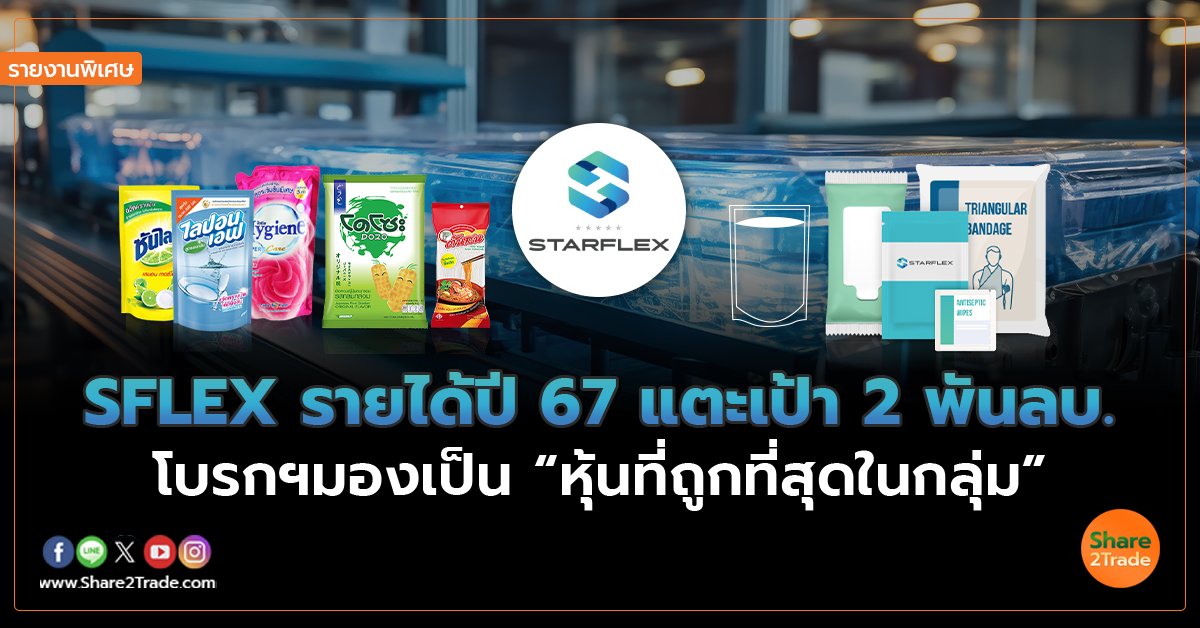 รายงานพิเศษ : SFLEX รายได้ปี67 แตะเป้า 2 พันลบ. โบรกฯมองเป็น “หุ้นที่ถูกที่สุดในกลุ่ม”