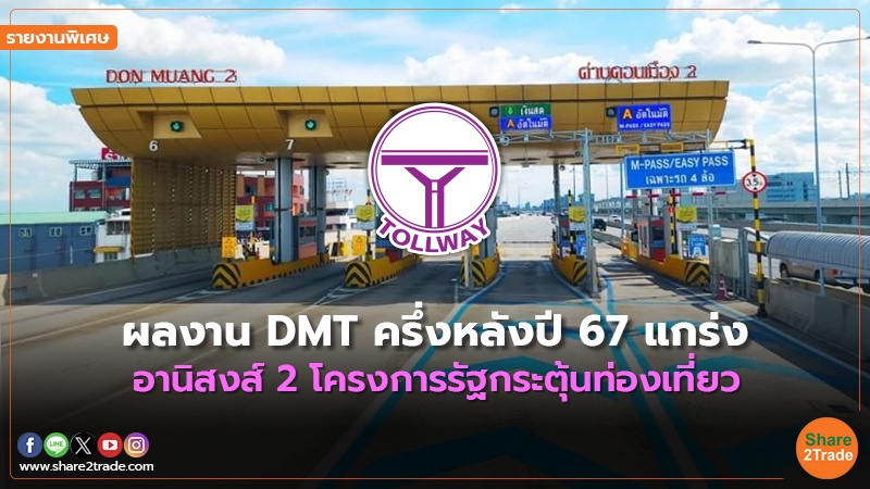 รายงานพิเศษ : ผลงาน DMT ครึ่งหลังปี 67 แกร่ง  อานิสงส์ 2 โครงการรัฐกระตุ้นท่องเที่ยว