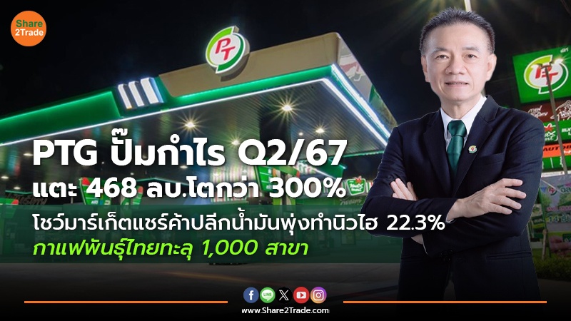 PTG ปั๊มกำไรQ2/67 แตะ 468 ลบ.โตกว่า 300%