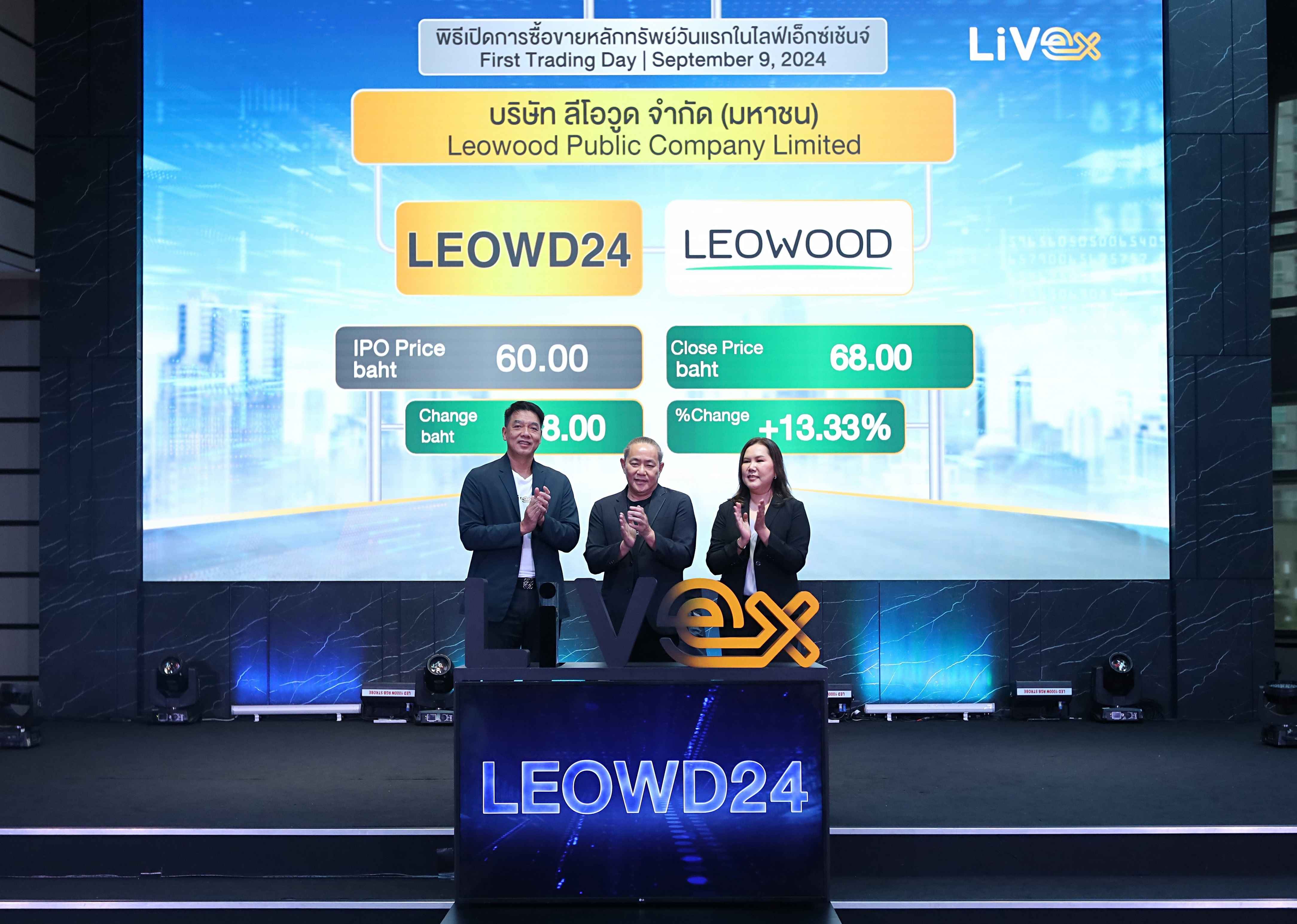 LEOWD24 เริ่มซื้อขายในตลาดหลักทรัพย์ไลฟ์เอ็กซ์เช้นจ์ (LiVEx) วันแรก