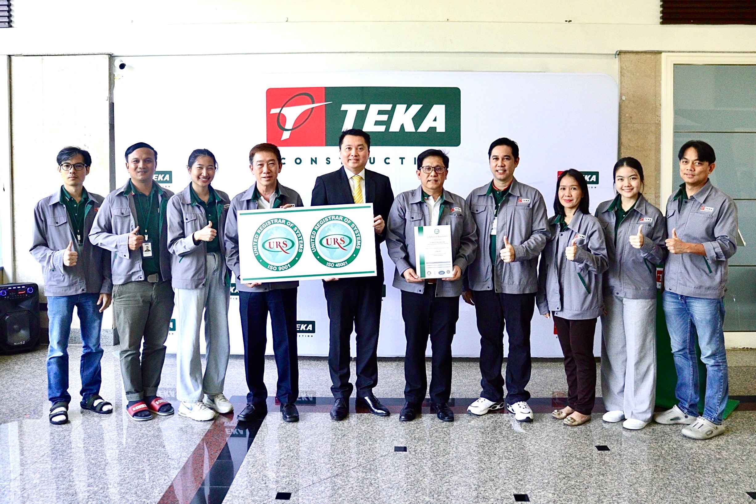 TEKA รับมอบประกาศนียบัตรรับรองระบบมาตรฐาน ISO 45001 : 2018