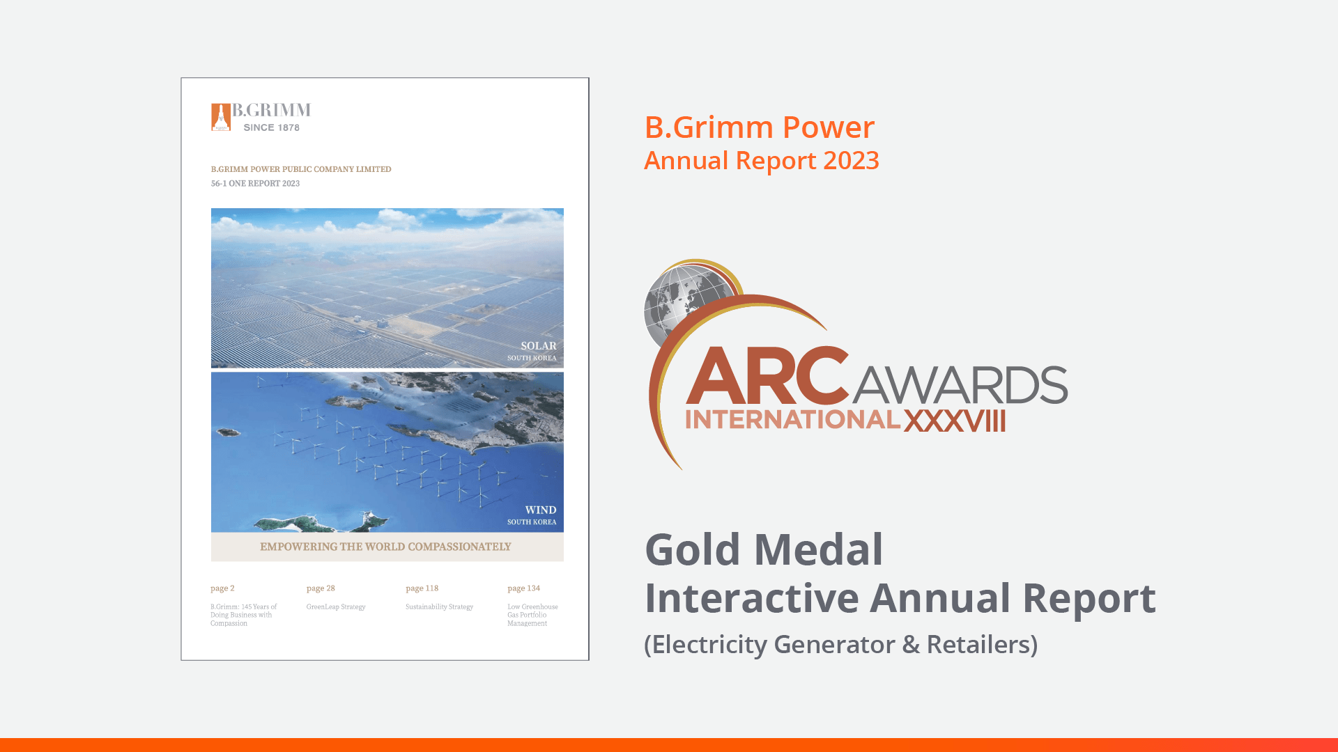 บี.กริม เพาเวอร์ คว้ารางวัล ARC Awards 2024 ระดับ Gold   ประเภท Interactive Annual Report หนึ่งเดียวในประเทศไทย 