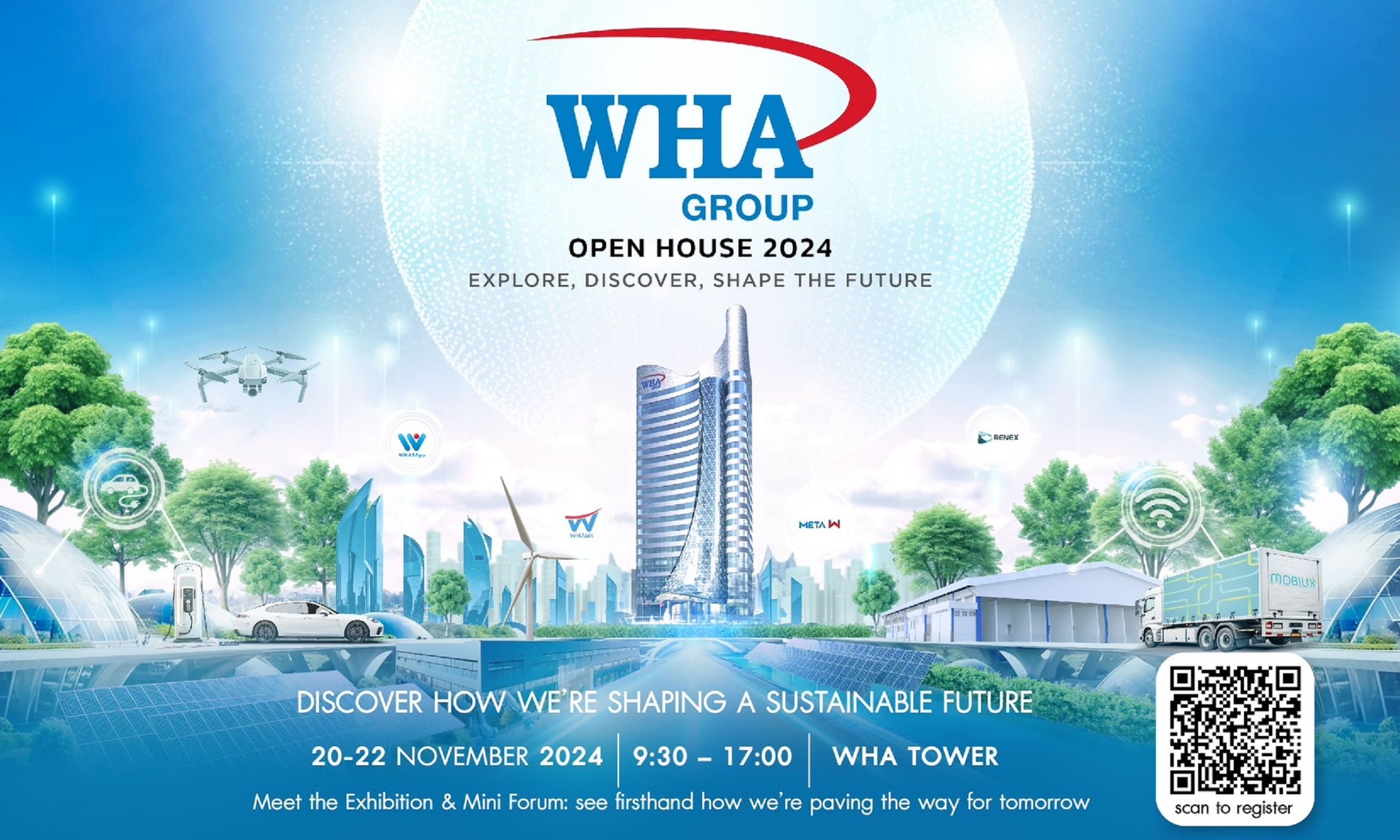 WHA Open House 2024 ครั้งแรกกับการเปิดบ้าน  โชว์ศักยภาพธุรกิจ ชูวิสัยทัศน์สู่การเป็น Tech and Sustainable Company ขับเคลื่อนอนาคตอย่างยั่งยืน