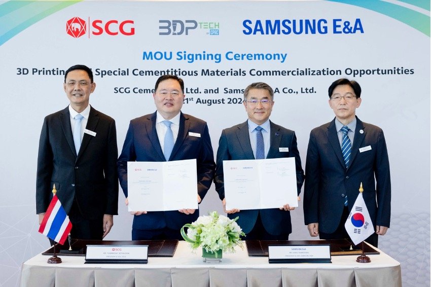 “SCG - CPAC” ผนึก “Samsung E&A” ลงนาม MOU เพื่อเสริมศักยภาพเทคโนโลยีก่อสร้างด้วย 3D Printing และ Special cementitious สู่ตลาดโลก