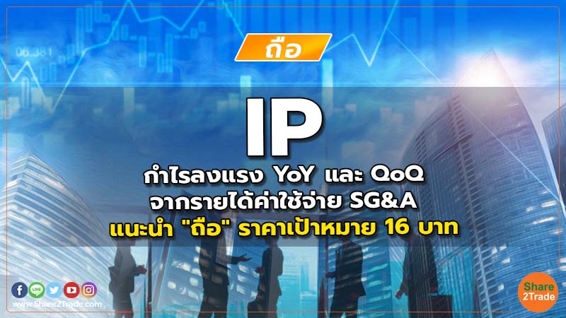 IP กำไรลงแรง YoY และ QoQ จากรายได้ค่าใช้จ่าย SG&A แนะนำ "ถือ" ราคาเป้าหมาย 16 บาท