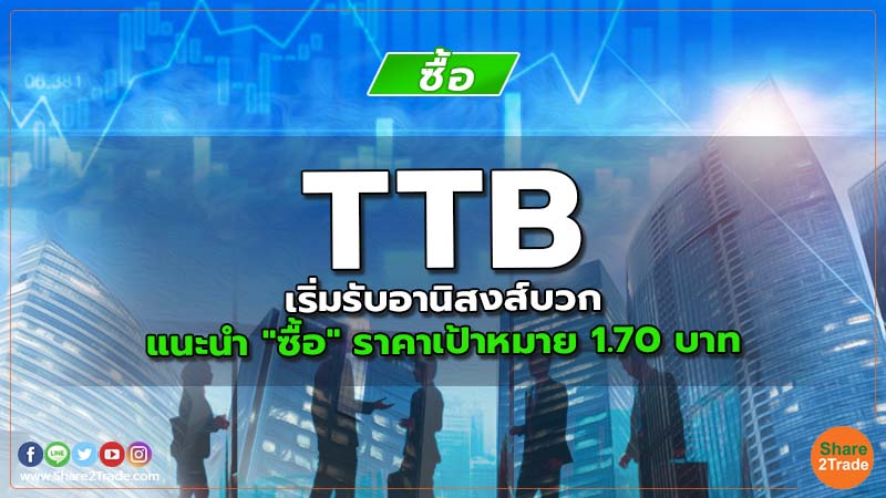 TTB เริ่มรับอานิสงส์บวก  แนะนำ "ซื้อ" ราคาเป้าหมาย 1.70 บาท