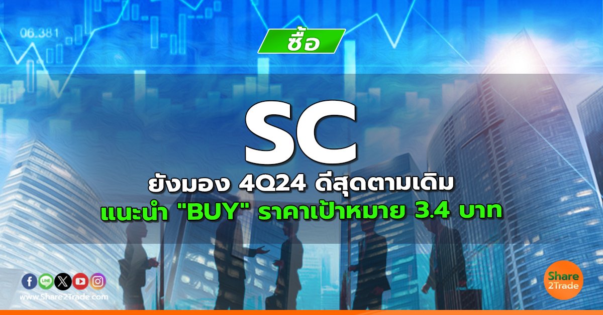 SC ยังมอง 4Q24 ดีสุดตามเดิม แนะนำ "BUY" ราคาเป้าหมาย 3.4 บาท