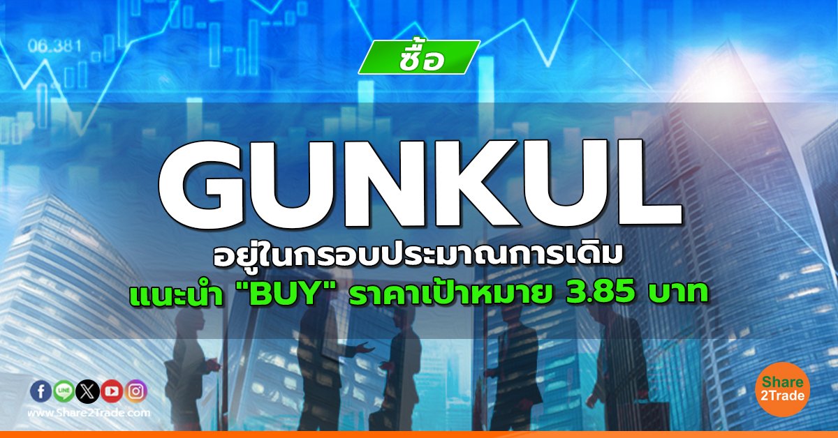 GUNKUL อยู่ในกรอบประมาณการเดิม แนะนำ "BUY" ราคาเป้าหมาย 3.85 บาท