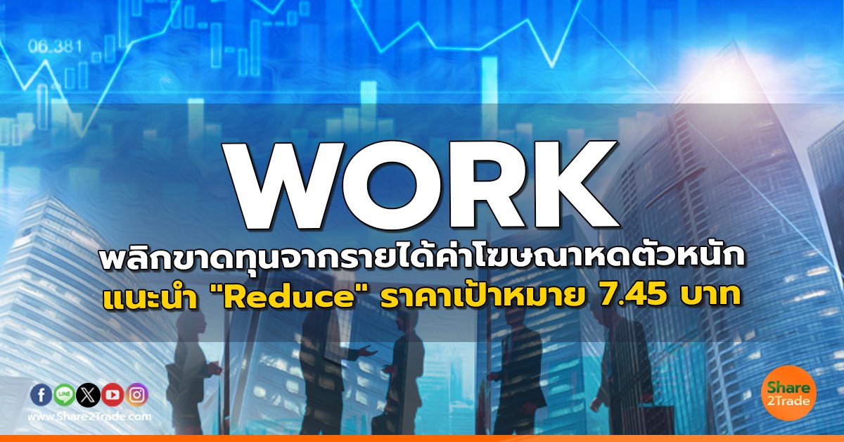 WORK พลิกขาดทุนจากรายได้ค่าโฆษณาหดตัวหนัก แนะนำ "Reduce" ราคาเป้าหมาย 7.45 บาท