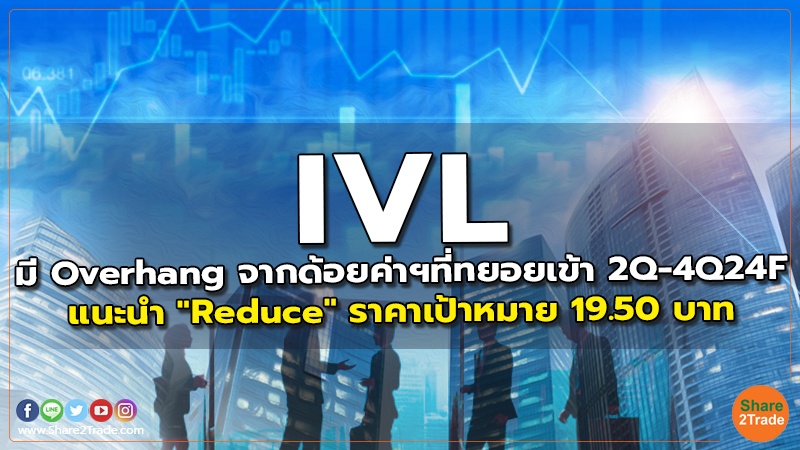 IVL มี Overhang จากด้อยค่าฯที่ทยอยเข้า 2Q-4Q24F แนะนำ "Reduce" ราคาเป้าหมาย 19.50 บาท