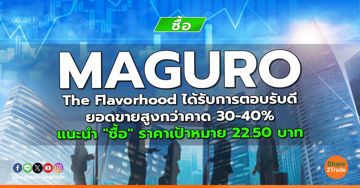 MAGURO The Flavorhood ได้รับการตอบรับดียอดขายสูงกว่าคาด 30-40% แนะนำ "ซื้อ" ราคาเป้าหมาย 22.50 บาท