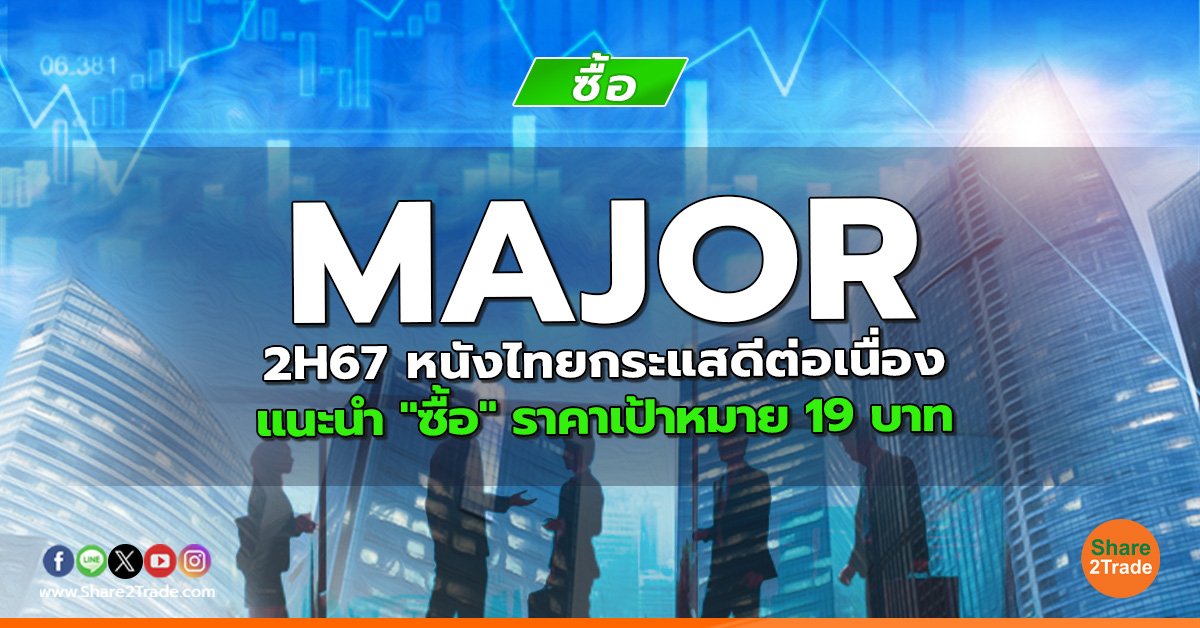 MAJOR 2H67 หนังไทยกระแสดีต่อเนื่อง แนะนำ "ซื้อ" ราคาเป้าหมาย 19 บาท