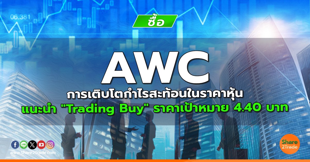 AWC การเติบโตกำไรสะท้อนในราคาหุ้น แนะนำ "Trading Buy" ราคาเป้าหมาย 4.40 บาท