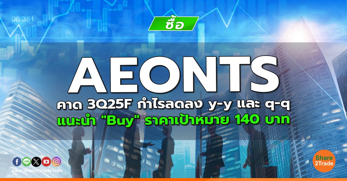 AEONTS คาด 3Q25F กำไรลดลง y-y และ q-q  แนะนำ "Buy" ราคาเป้าหมาย 140 บาท