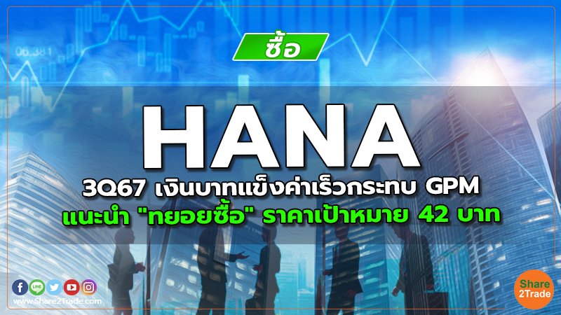 HANA 3Q67 เงินบาทแข็งค่าเร็วกระทบ GPM แนะนำ "ทยอยซื้อ" ราคาเป้าหมาย 42 บาท