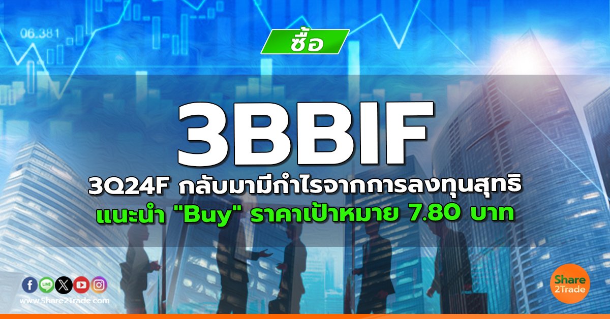 3BBIF 3Q24F กลับมามีกำไรจากการลงทุนสุทธิ แนะนำ "Buy" ราคาเป้าหมาย 7.80 บาท