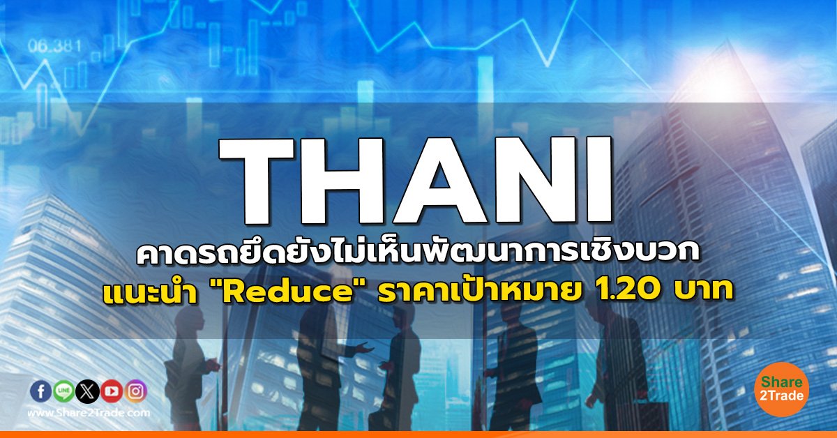 THANI คาดรถยึดยังไม่เห็นพัฒนาการเชิงบวก แนะนำ "Reduce" ราคาเป้าหมาย 1.20 บาท