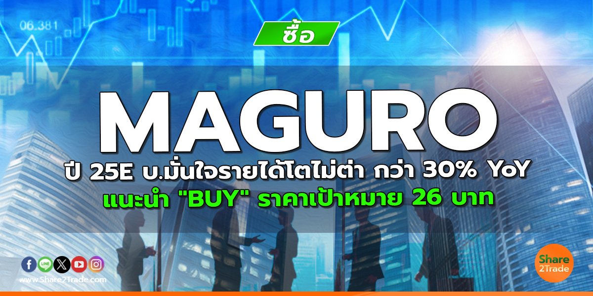 MAGURO ปี 25E บ.มั่นใจรายได้โตไม่ต่า กว่า 30% YoY แนะนำ "BUY" ราคาเป้าหมาย 26 บาท