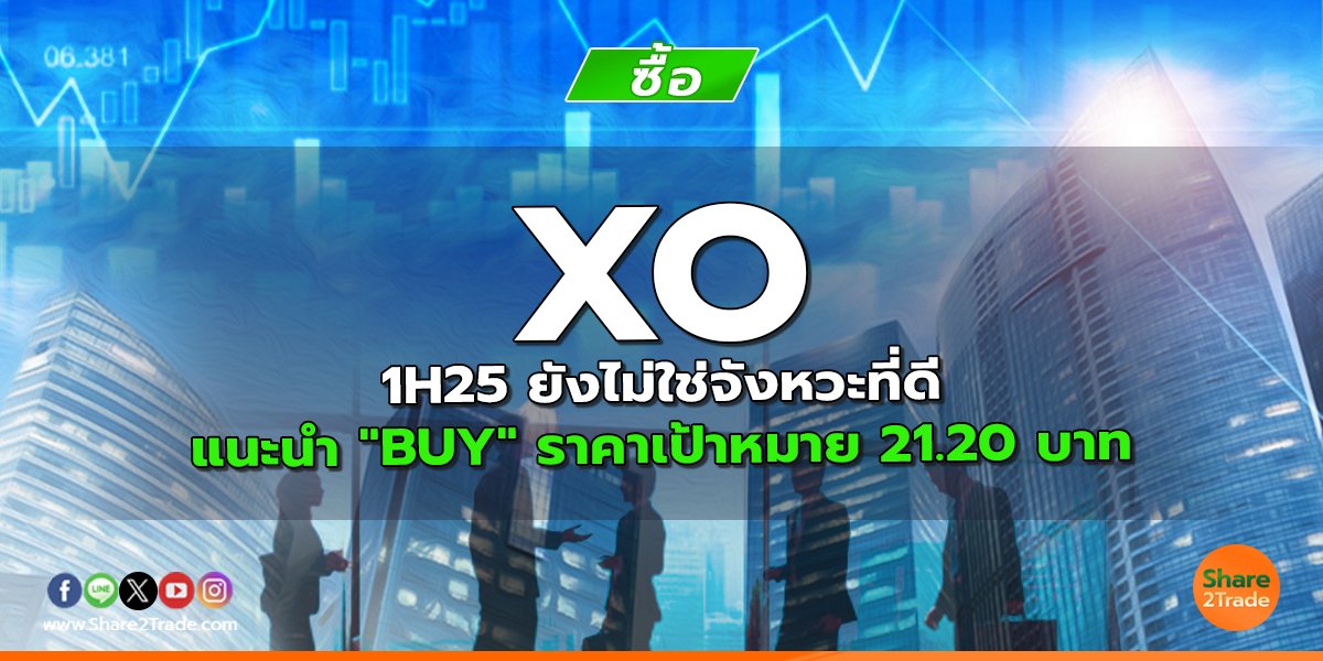 XO 1H25 ยังไม่ใช่จังหวะที่ดี แนะนำ "BUY" ราคาเป้าหมาย 21.20 บาท