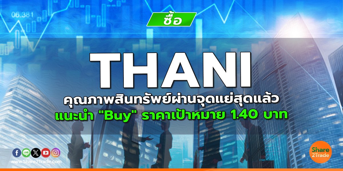 THANI คุณภาพสินทรัพย์ผ่านจุดแย่สุดแล้ว แนะนำ "Buy" ราคาเป้าหมาย 1.40 บาท