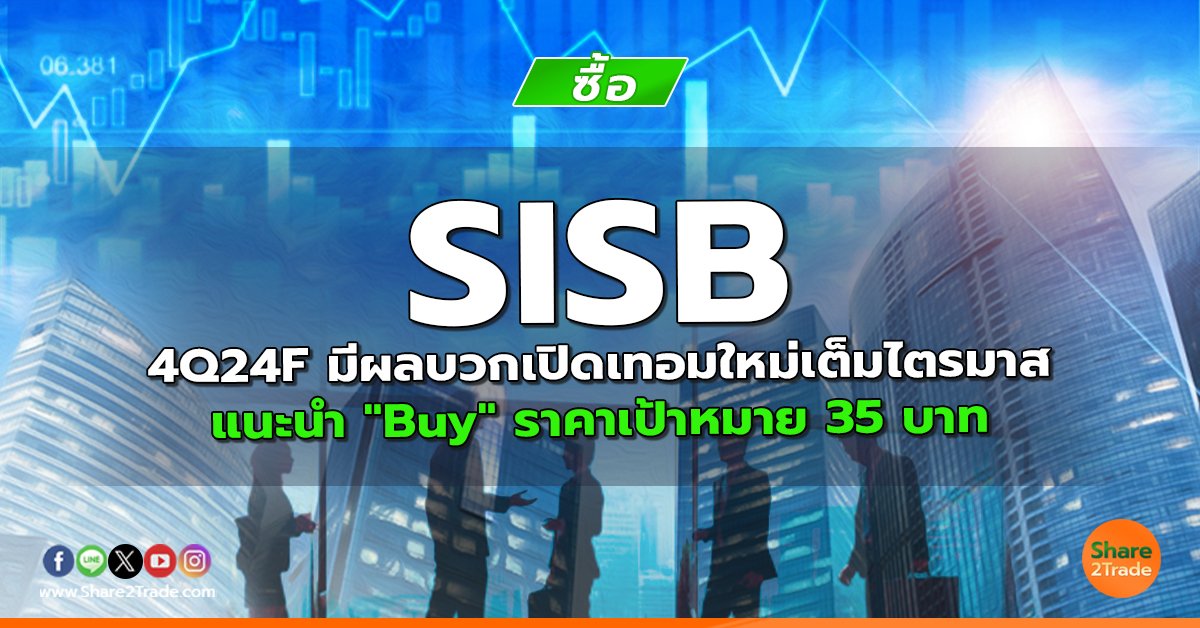 SISB 4Q24F มีผลบวกเปิดเทอมใหม่เต็มไตรมาส แนะนำ "Buy" ราคาเป้าหมาย 35 บาท