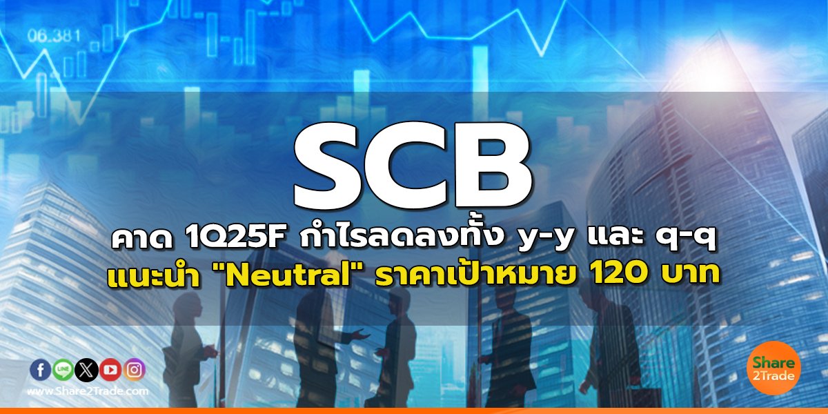 SCB คาด 1Q25F กำไรลดลงทั้ง y-y และ q-q แนะนำ "Neutral" ราคาเป้าหมาย 120 บาท