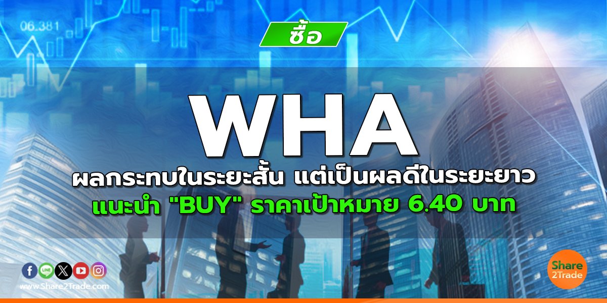 WHA ผลกระทบในระยะสั้น แต่เป็นผลดีในระยะยาว แนะนำ "BUY" ราคาเป้าหมาย  6.40 บาท